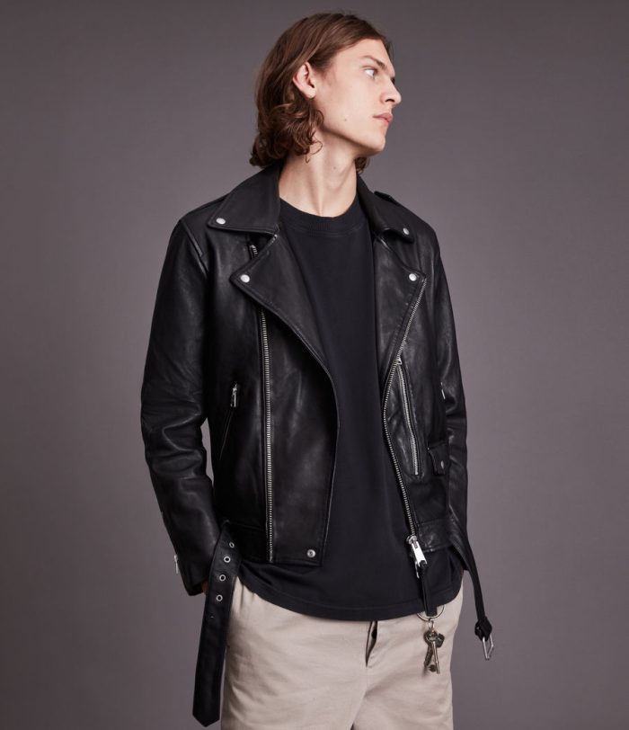 Dren black leather biker jacket for men - Image 2