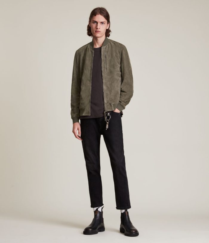 Kemble khaki green suede bomber jacket for men - Image 4