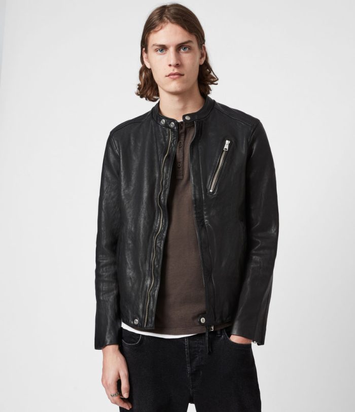 Floyd black leather biker jacket for men - Image 3