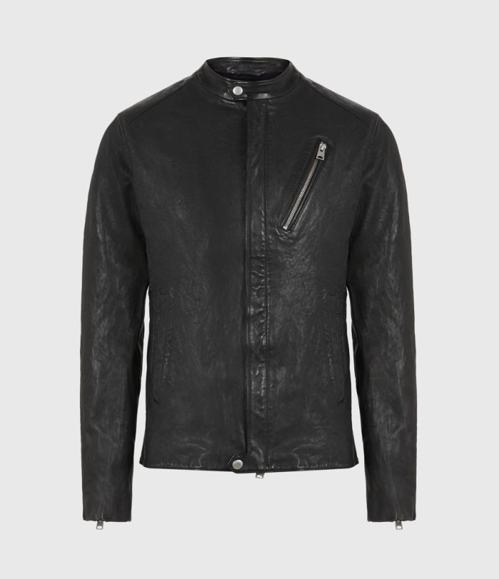 Floyd black leather biker jacket for men - Image 7