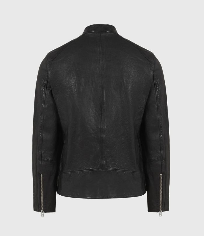 Floyd black leather biker jacket for men - Image 4