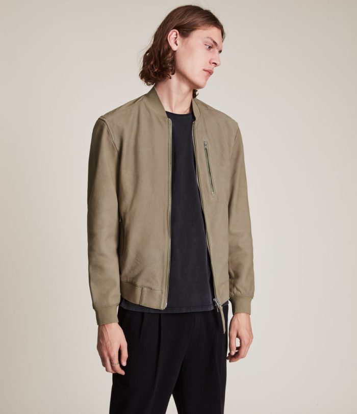 Stones nubuck bomber taupe jacket for men