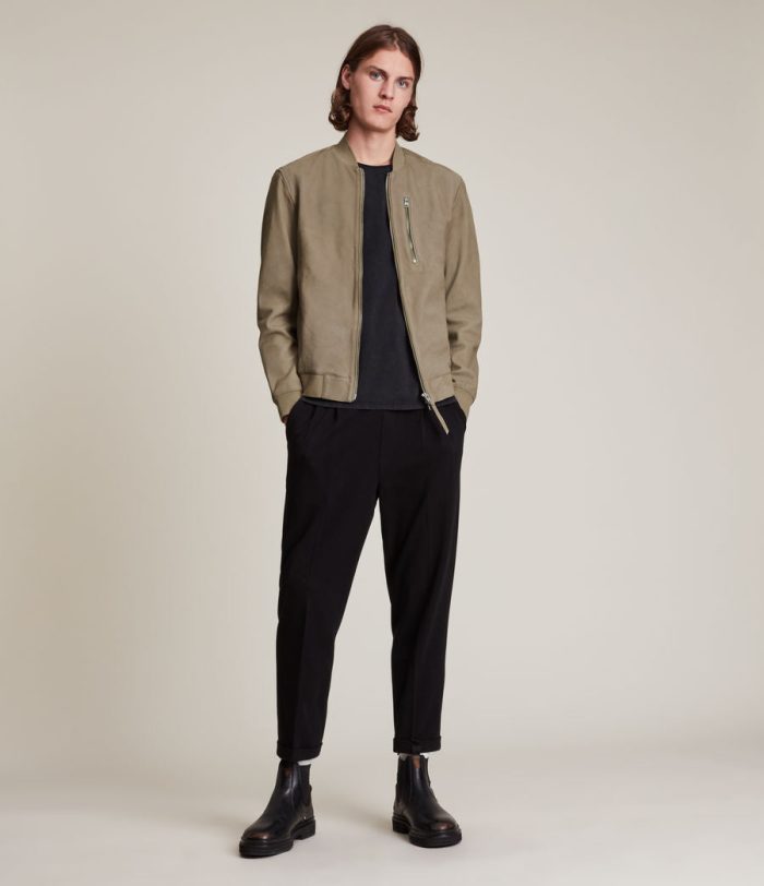 Stones nubuck bomber taupe jacket for men - Image 3