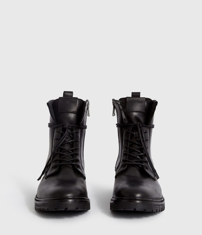 Olin black leather boots for men