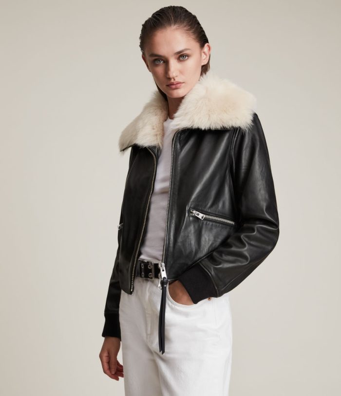Wisley shearling black leather jacket