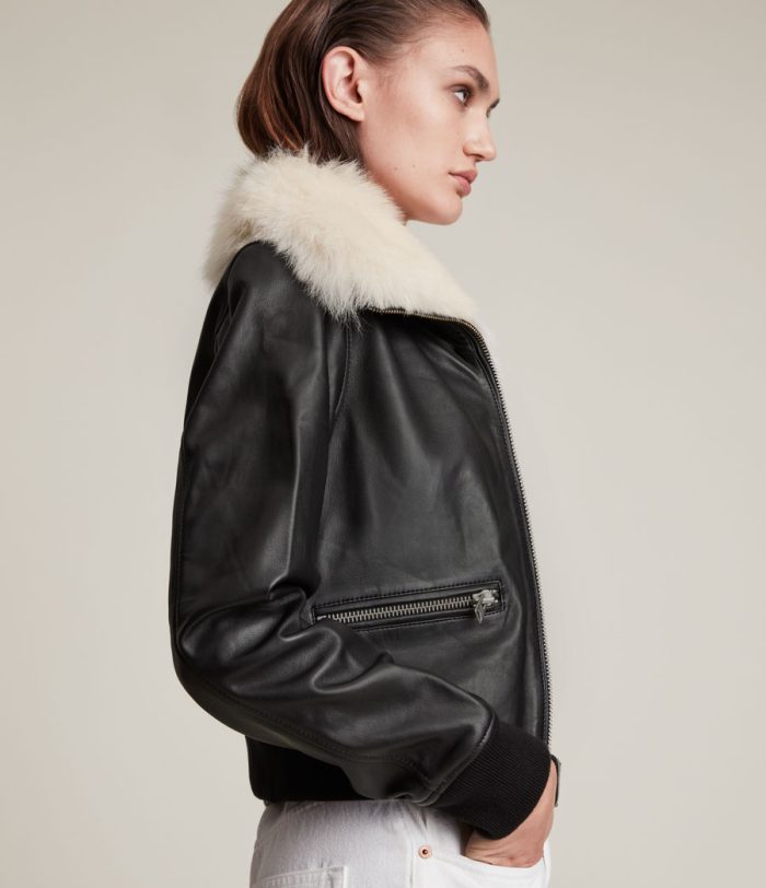 Wisley shearling black leather jacket - Image 2