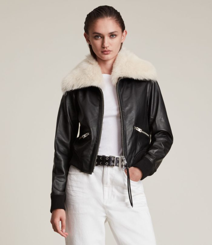 Wisley shearling black leather jacket - Image 4