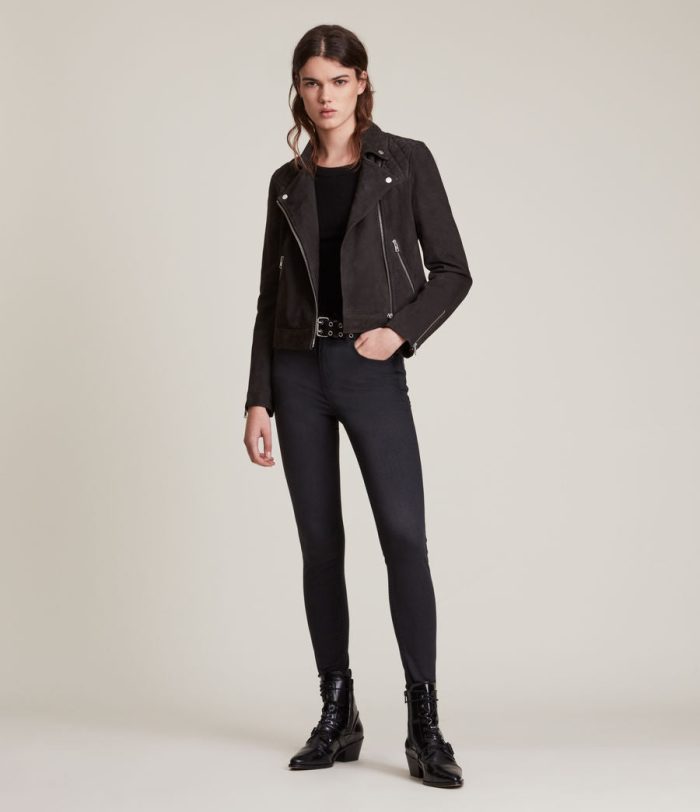 Caden black suede biker jacket for women - Image 4