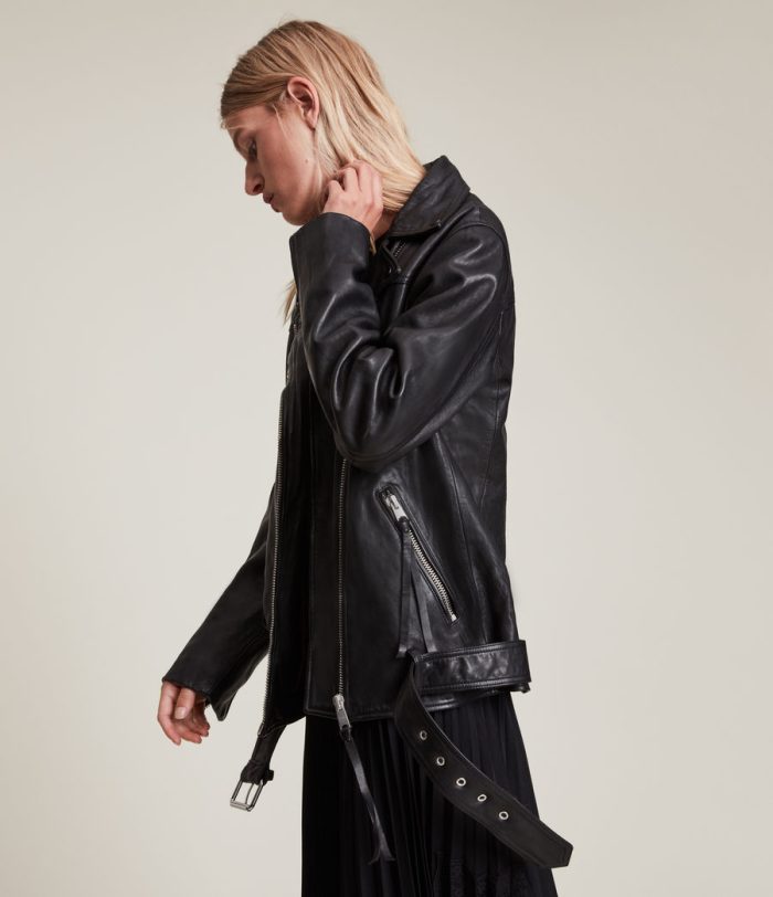 Eline black leather biker jacket for women - Image 3