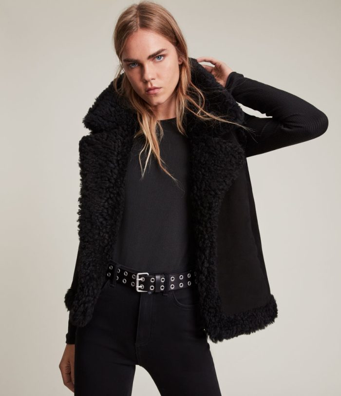Sylvan shearling black gilet jacket for women