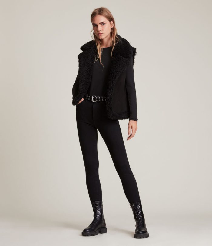 Sylvan shearling black gilet jacket for women - Image 4