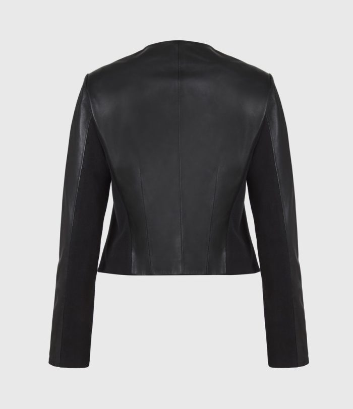 Nala black leather biker jacket for women - Image 4